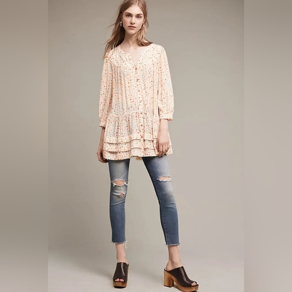 Anthropologie Maeve Paccia Mini Babydoll Tunic Dress size Small